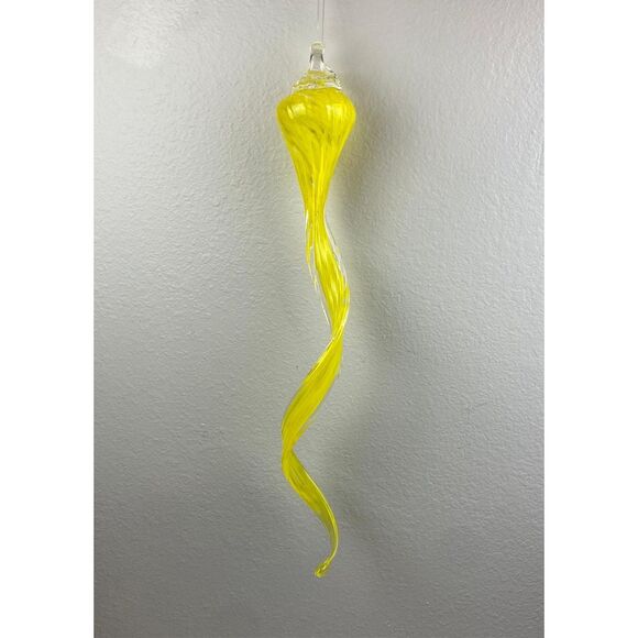 Large Hand Blown Art Glass Twist Pendant Yellow Ceiling Chandelier Piece Decor 2 - Picture 2 of 10